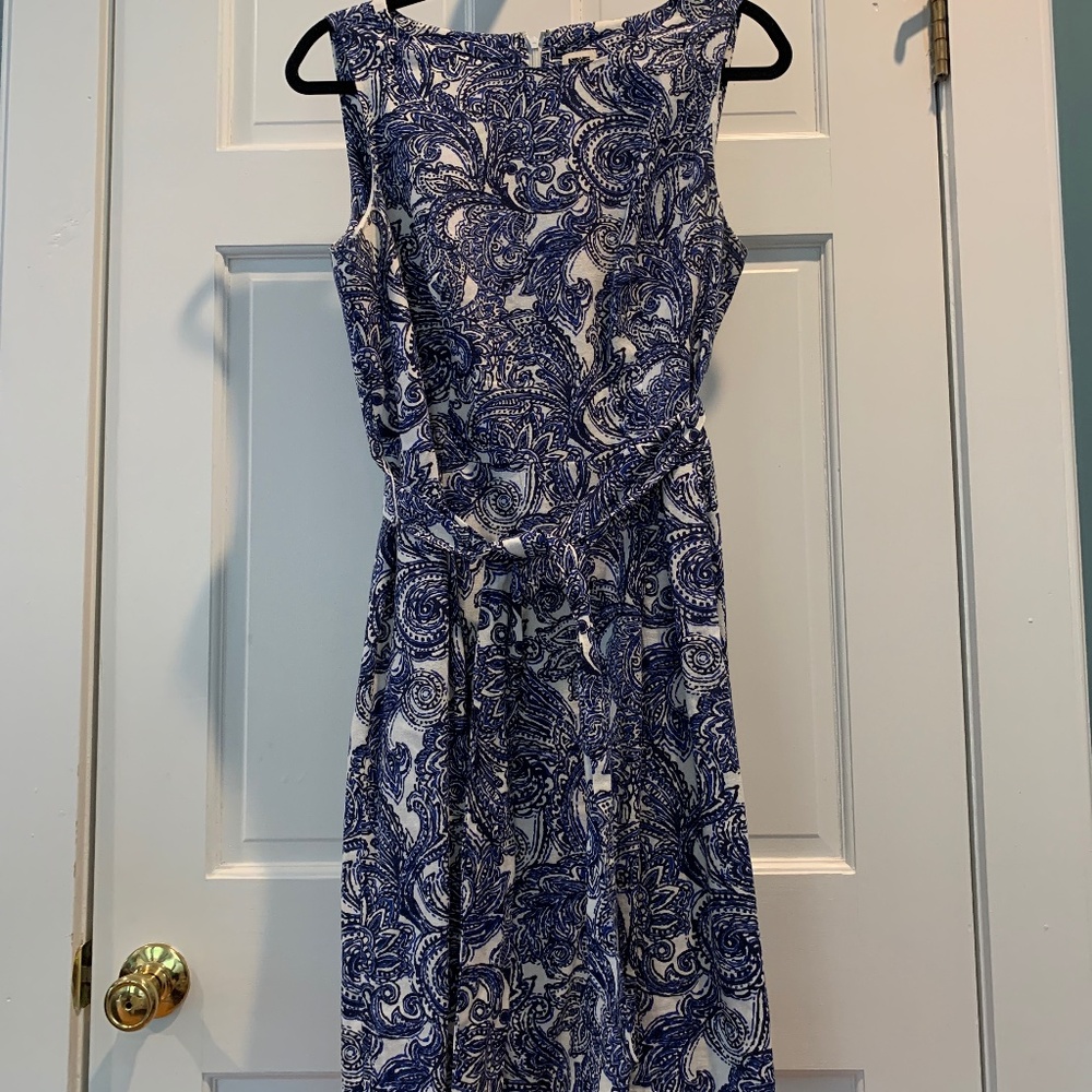Anne Klein Blue and White Asymmetrical Dress